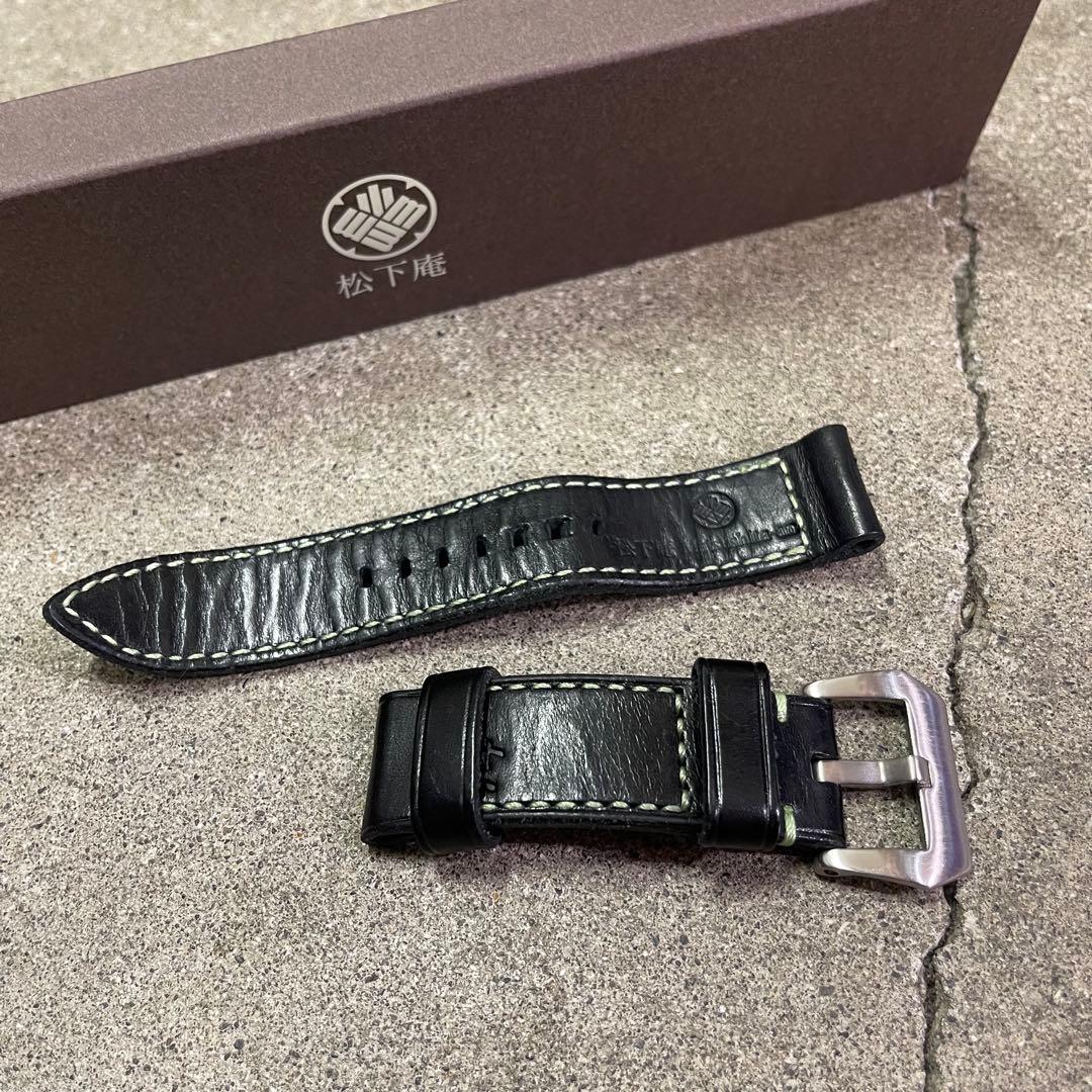 松下庵 M74 パネライ ストラップ ブラック＆ライムグリーン 24-24mm