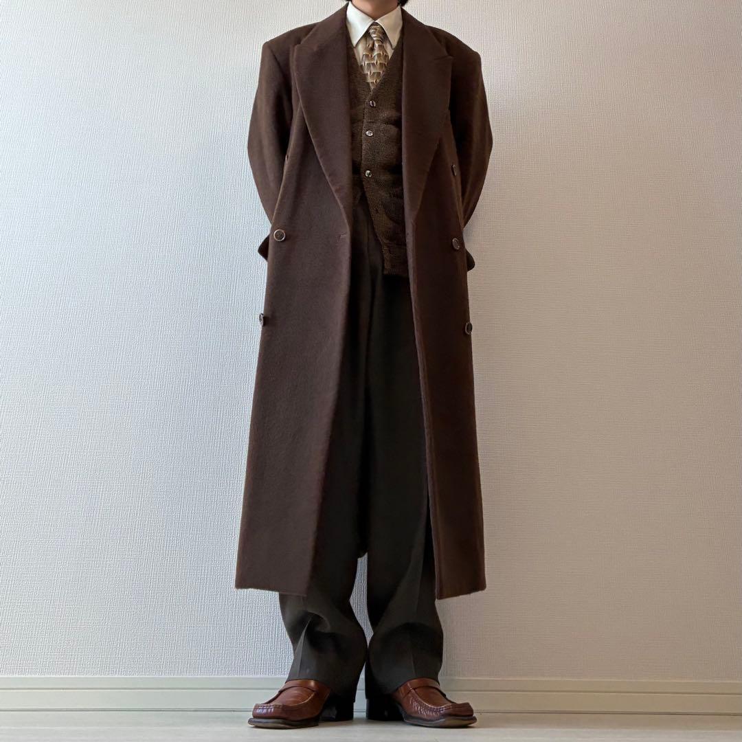 90's ヴィンテージ ダブル チェスターコート ブラウン デッドストック
