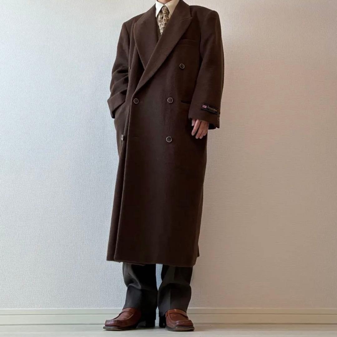 90's ヴィンテージ ダブル チェスターコート ブラウン デッドストック
