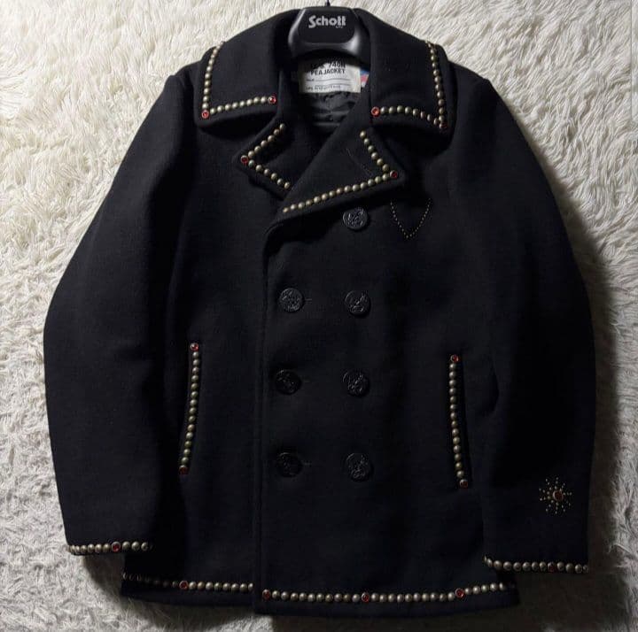 美品■schott HTC ピーコート　スタッズ ネイビー　7117 36