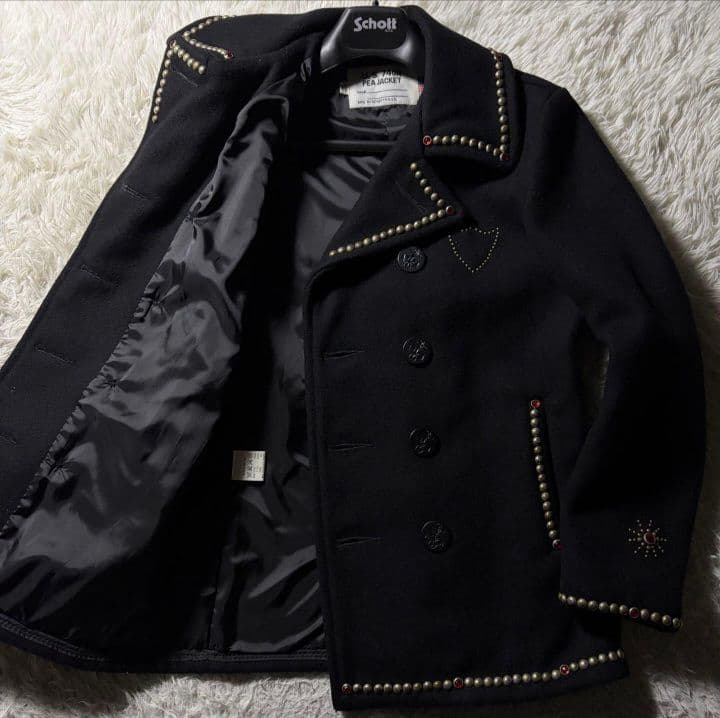 美品■schott HTC ピーコート　スタッズ ネイビー　7117 36
