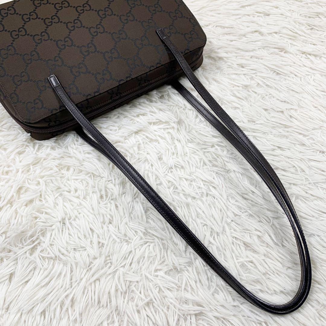 【✨美品✨】グッチ ショルダーバッグ GG柄 ナイロン ブラウン
