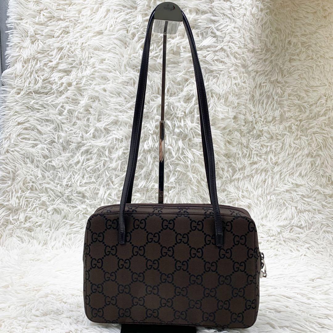 【✨美品✨】グッチ ショルダーバッグ GG柄 ナイロン ブラウン