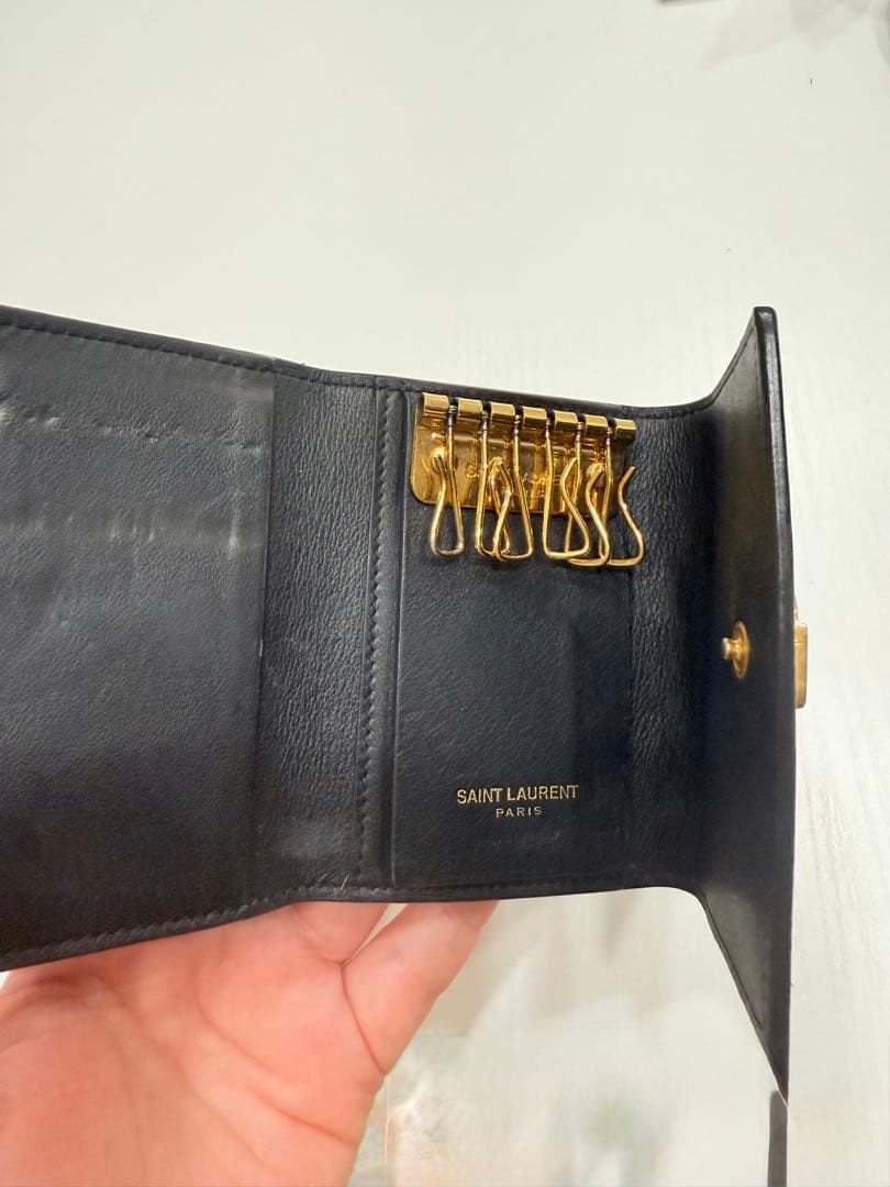YSL 黒 レザー キーケース