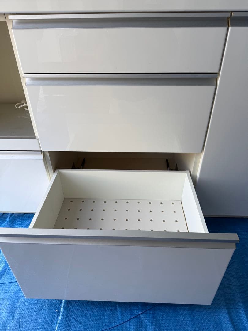 パモウナ　EMA-1400 パールホワイト 収納キャビネット