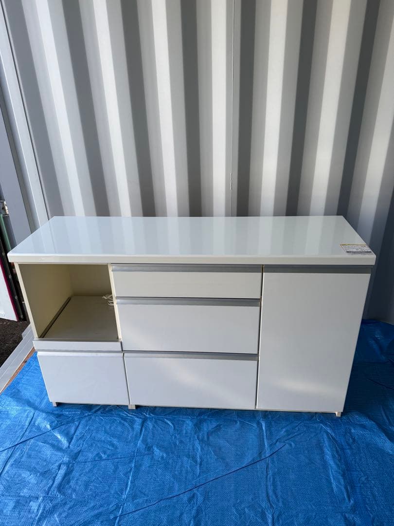 パモウナ　EMA-1400 パールホワイト 収納キャビネット