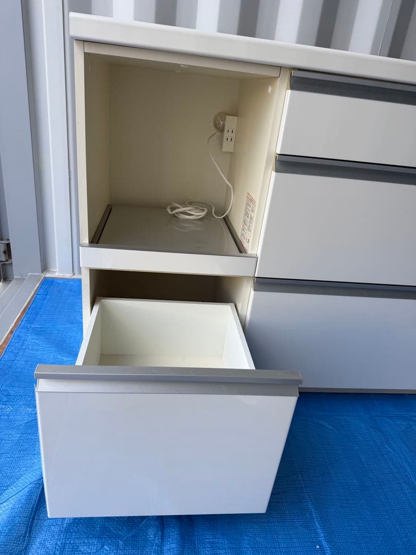 パモウナ　EMA-1400 パールホワイト 収納キャビネット