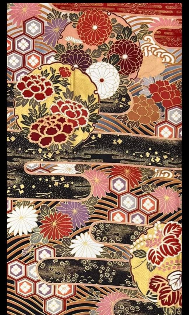 振り袖　フルセット　長襦袢　金彩加工　刺繍入り　ますいわ屋　重ね襟付き　748