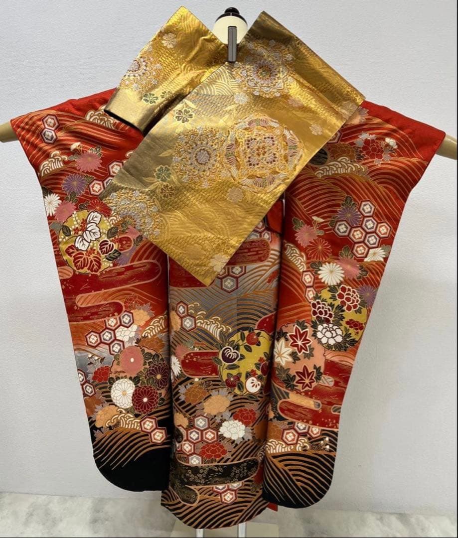 振り袖　フルセット　長襦袢　金彩加工　刺繍入り　ますいわ屋　重ね襟付き　748