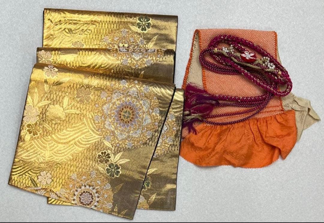 振り袖　フルセット　長襦袢　金彩加工　刺繍入り　ますいわ屋　重ね襟付き　748