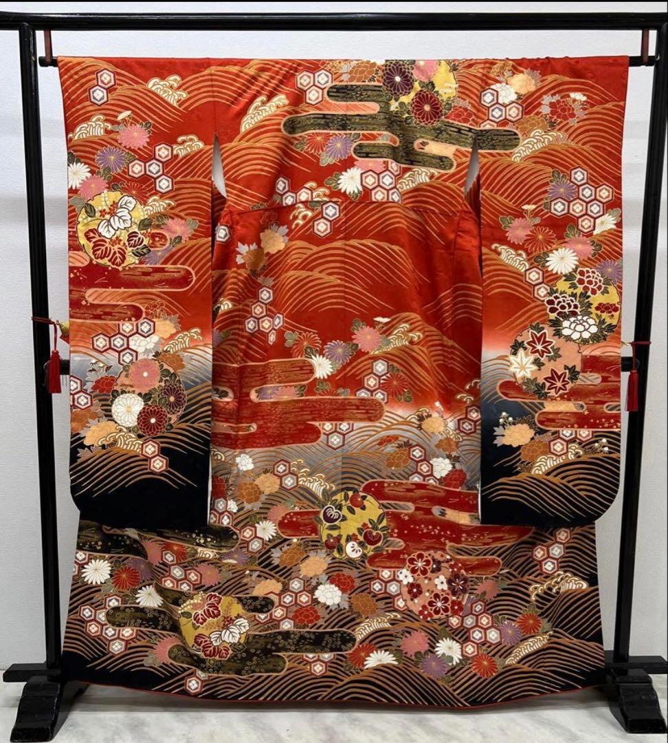 振り袖　フルセット　長襦袢　金彩加工　刺繍入り　ますいわ屋　重ね襟付き　748