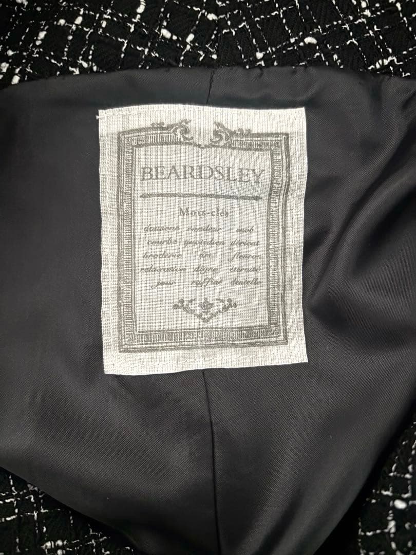 きーぶー　新品タグ付　ビアズリー ツィードフレアワンピース　ブラック系