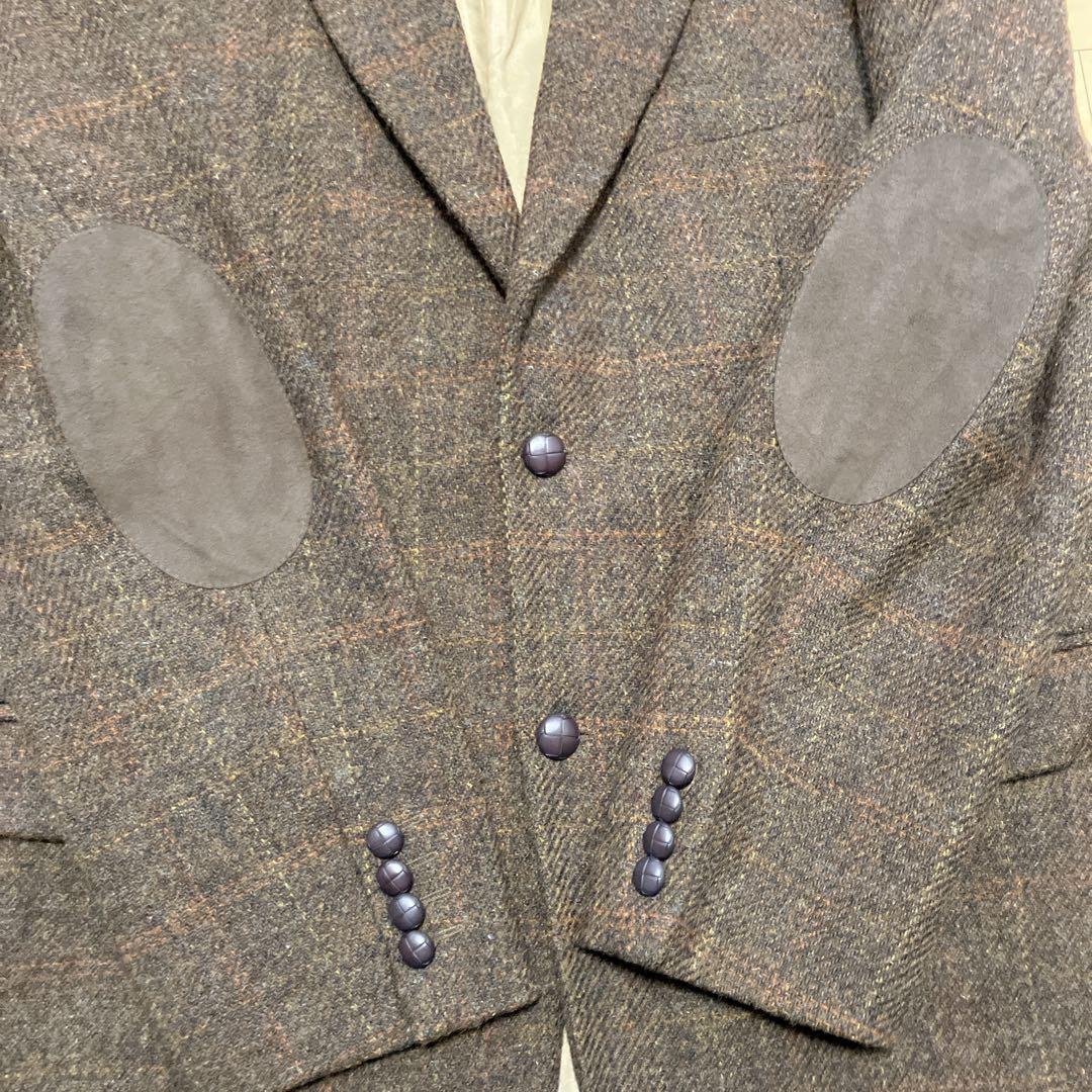 ハリスツイード80~90s USA製 ウール ツイードパッチテーラードジャケット