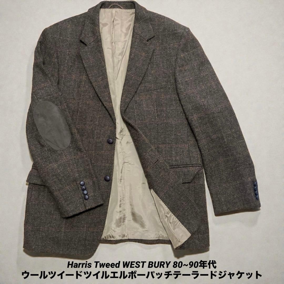 ハリスツイード80~90s USA製 ウール ツイードパッチテーラードジャケット