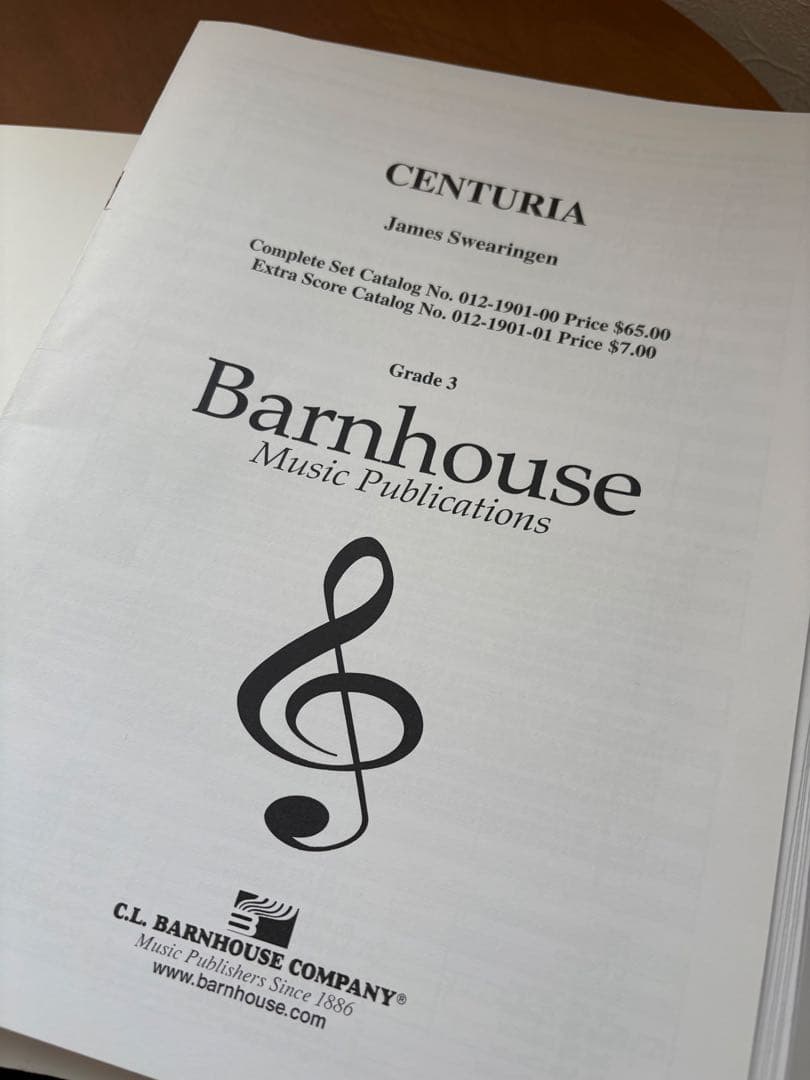 吹奏楽スコア CENTURIA センチュリア James Swearingen