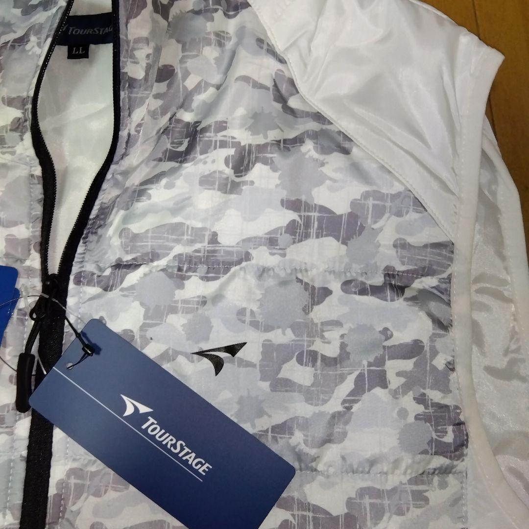 TOUR STAGE ゴルフホワイト/迷彩柄ベスト サイズ【ＬＬ】新品未使用