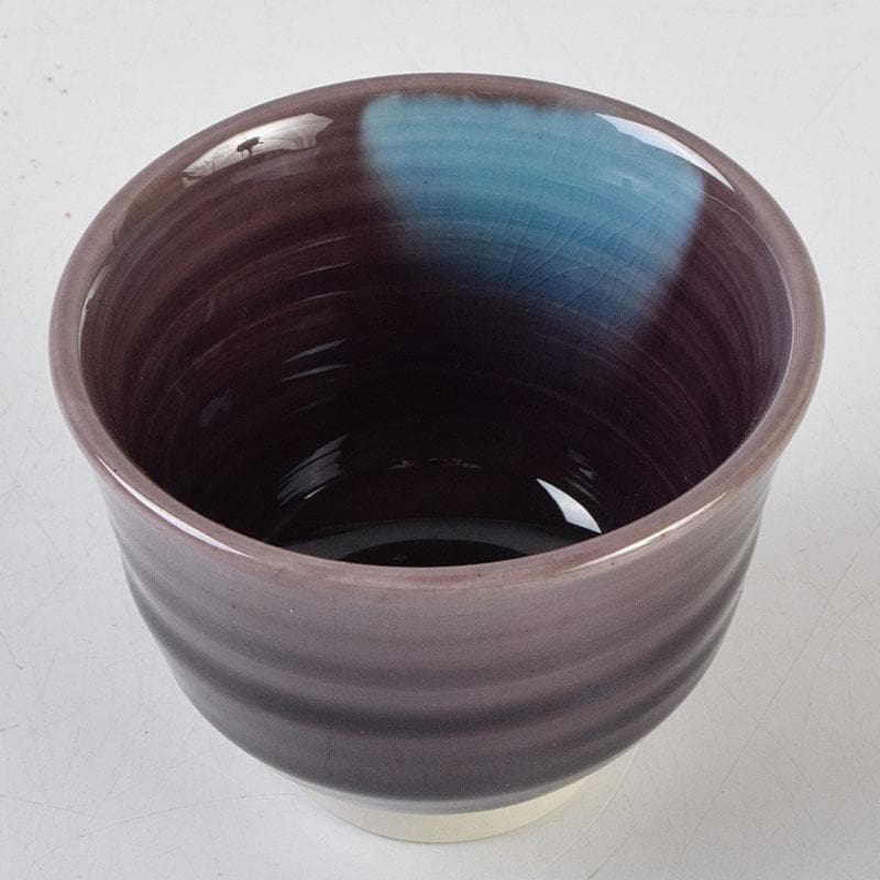 バラ 九谷焼　三代徳田八十吉　徳田正彦作　ぐい呑　共箱　V　9096