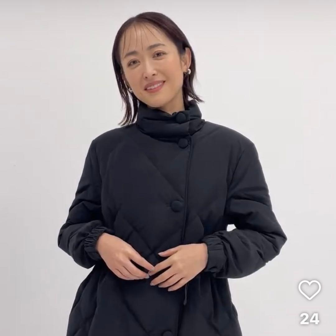 ボーダーズアットバルコニー キルティングロングコート 黒　36