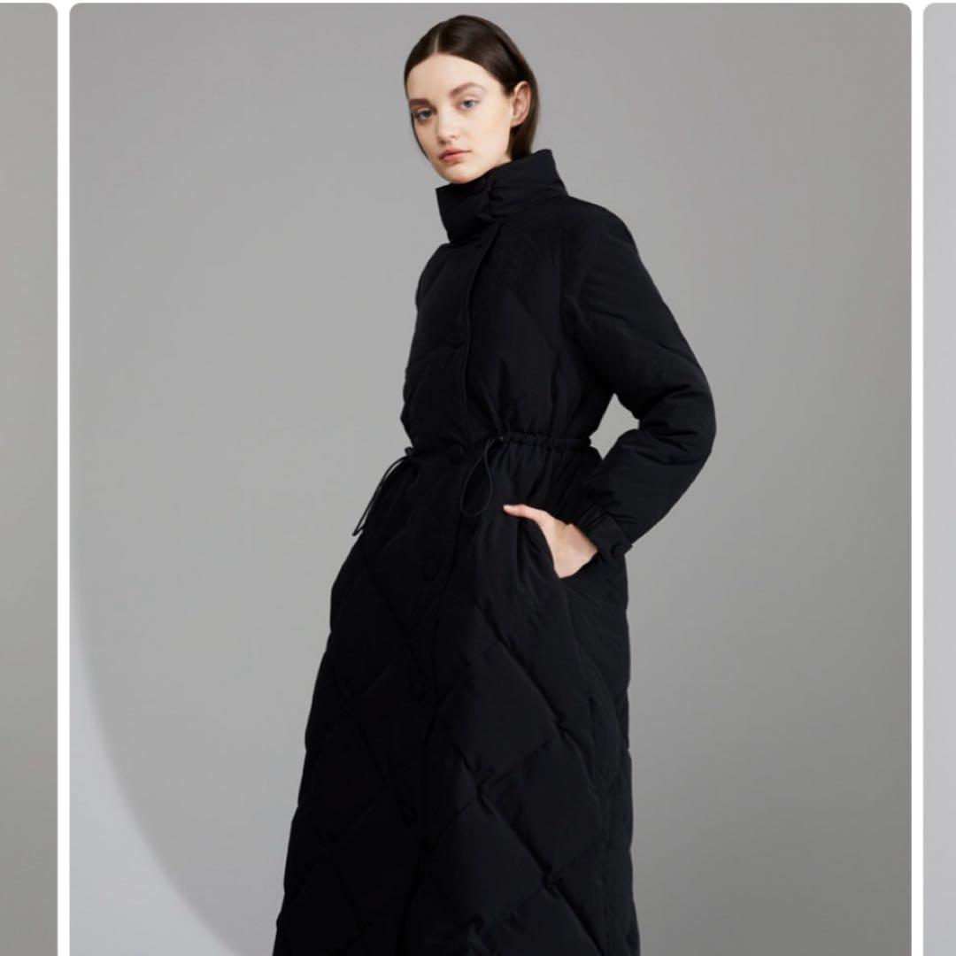 ボーダーズアットバルコニー キルティングロングコート 黒　36