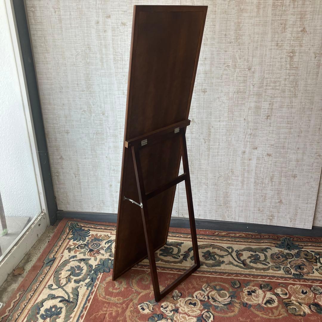 北欧レトロ ビンテージ 木製フレーム 等身鏡 姿見 壁掛け鏡 ウォールミラー