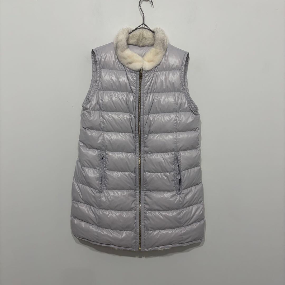 美品 定価10万　西武百貨店購入　リアルファー　ダウン　リバーシブル　ベスト