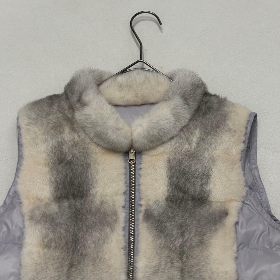 美品 定価10万　西武百貨店購入　リアルファー　ダウン　リバーシブル　ベスト