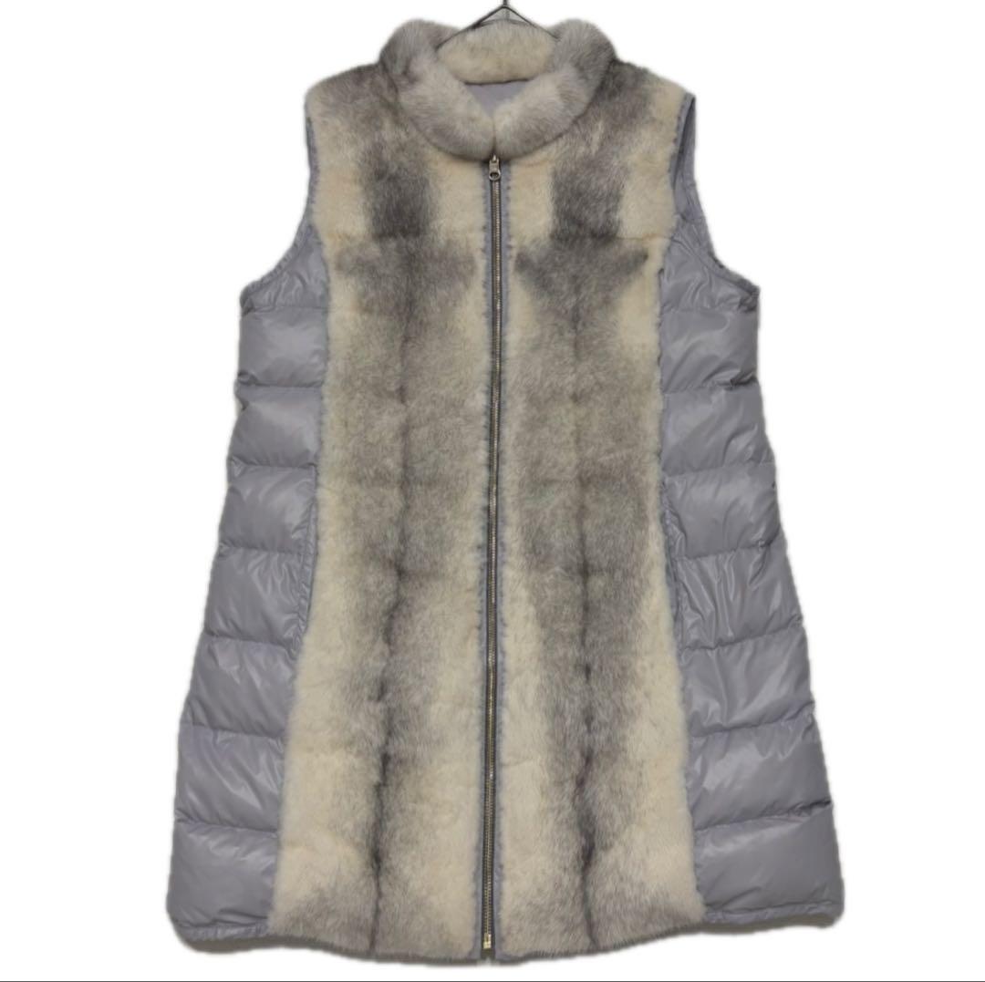 美品 定価10万　西武百貨店購入　リアルファー　ダウン　リバーシブル　ベスト