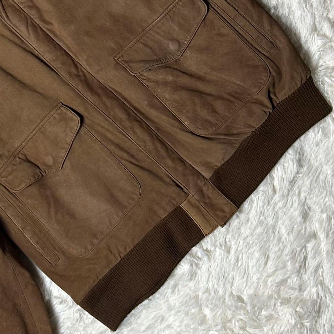 希少✨ A−2タイプ フライトジャケット 本革 スエード 総柄裏地 ブラウン系