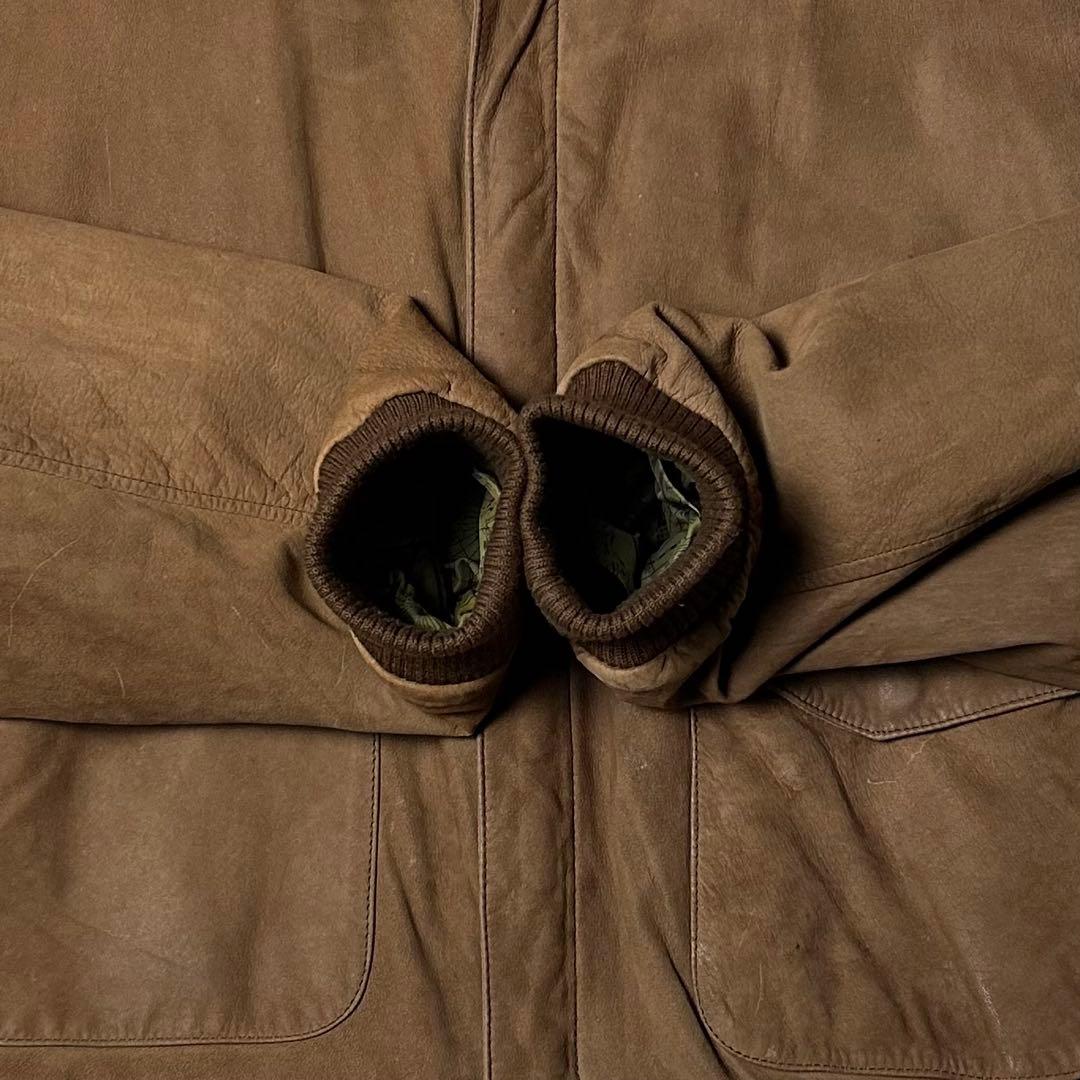 希少✨ A−2タイプ フライトジャケット 本革 スエード 総柄裏地 ブラウン系