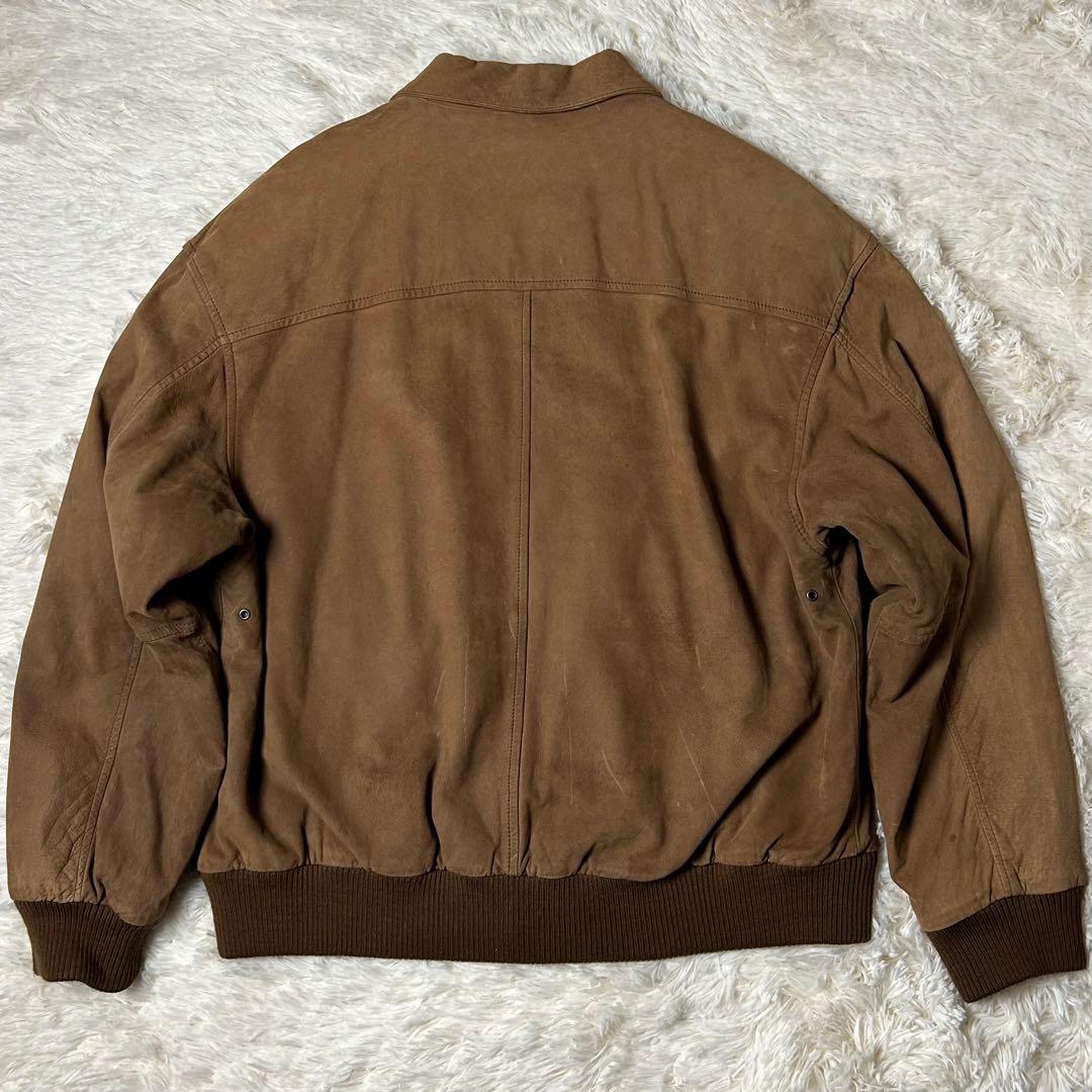 希少✨ A−2タイプ フライトジャケット 本革 スエード 総柄裏地 ブラウン系