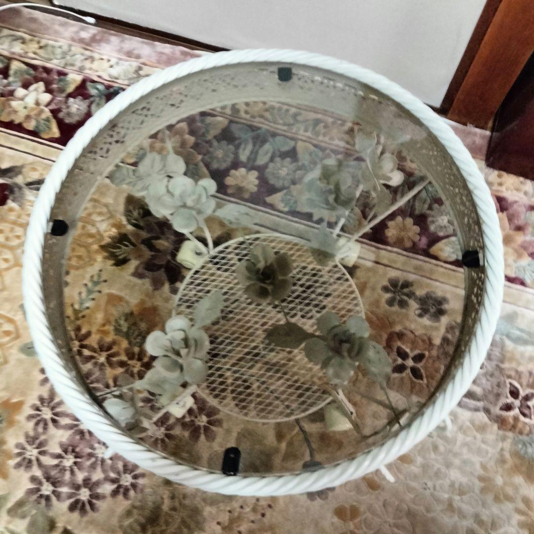 RENAISSANCE風 サイドテーブル ホワイトラウンド薔薇 コーヒーテーブル