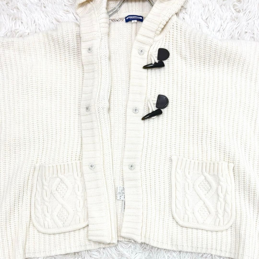 美品 バーバリー ブルーレーベル ニット ポンチョ 金ボタン 38