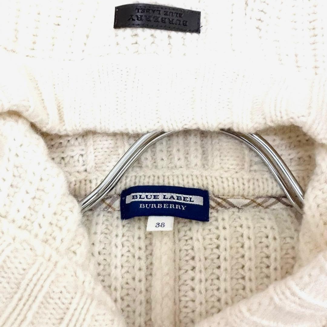 美品 バーバリー ブルーレーベル ニット ポンチョ 金ボタン 38