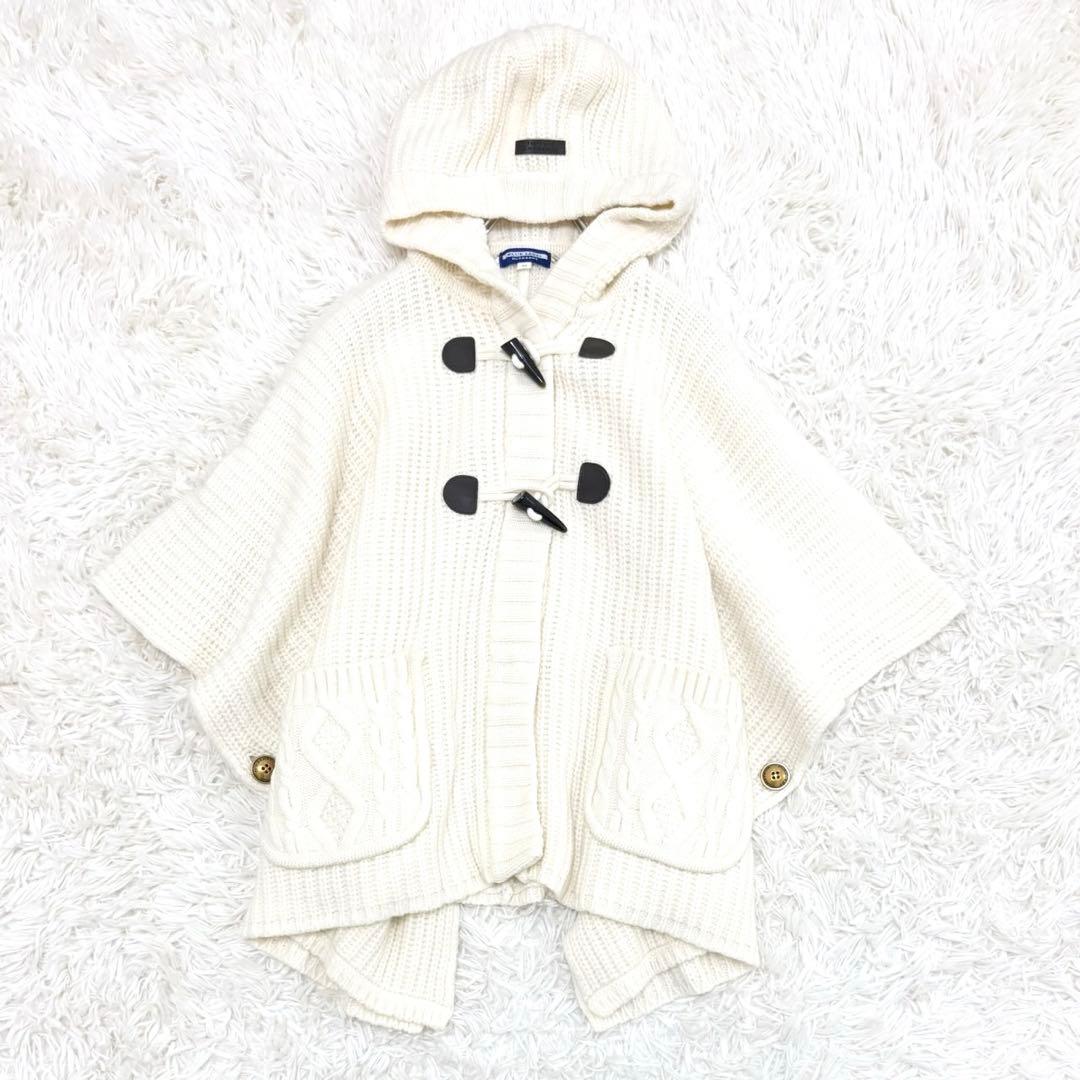 美品 バーバリー ブルーレーベル ニット ポンチョ 金ボタン 38