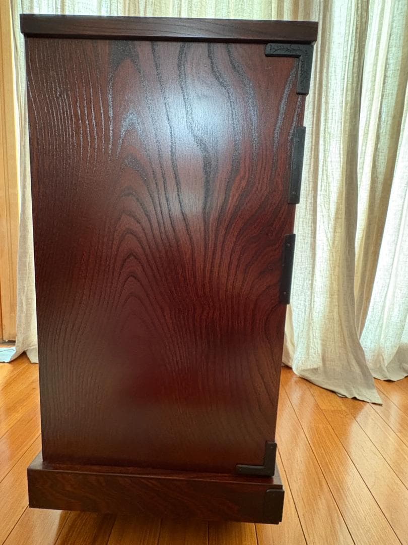 美品 岩谷堂箪笥 車タンス 帳場タンス 民芸家具 オリジナル格子140413錠付