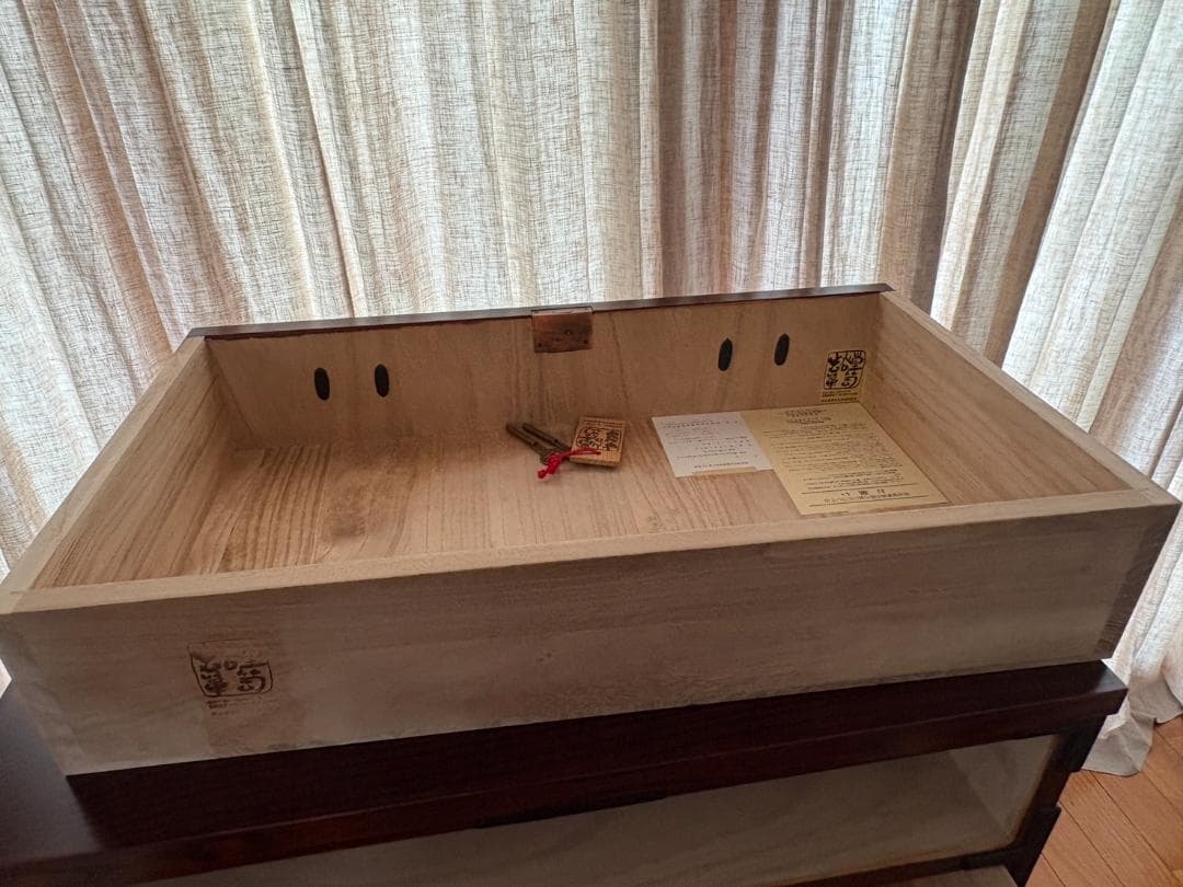 美品 岩谷堂箪笥 車タンス 帳場タンス 民芸家具 オリジナル格子140413錠付