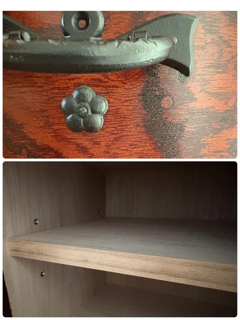 美品 岩谷堂箪笥 車タンス 帳場タンス 民芸家具 オリジナル格子140413錠付