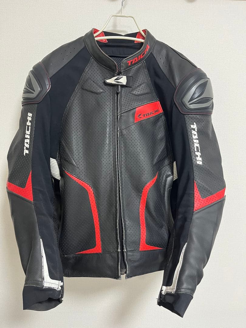 TAICHI バイク レザー ジャケット ブラック/レッド RSJ832