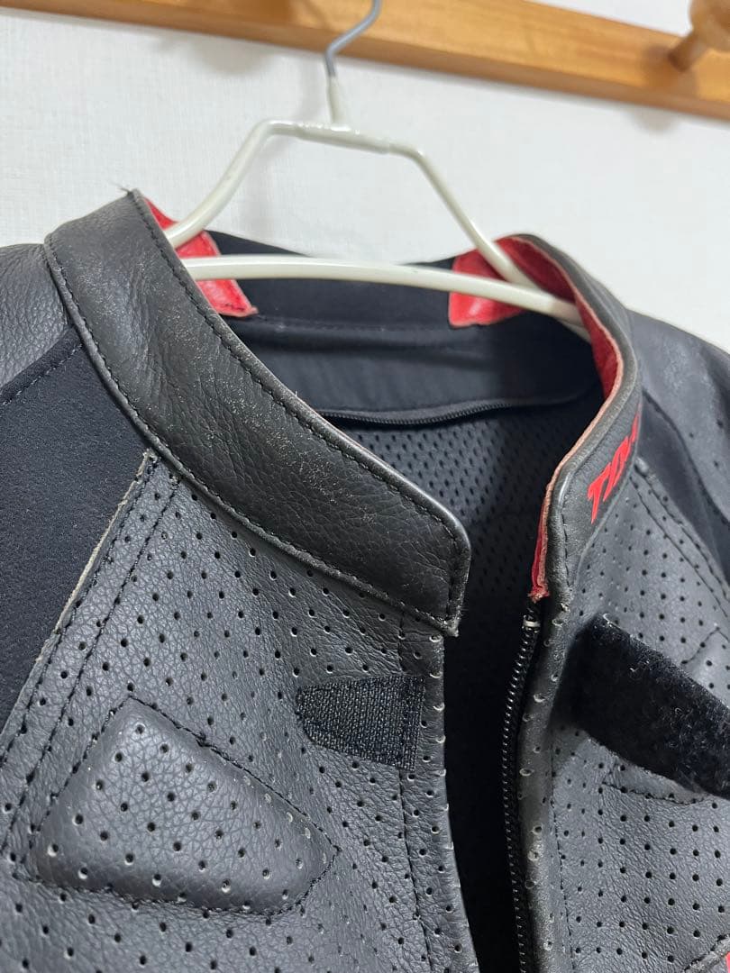 TAICHI バイク レザー ジャケット ブラック/レッド RSJ832