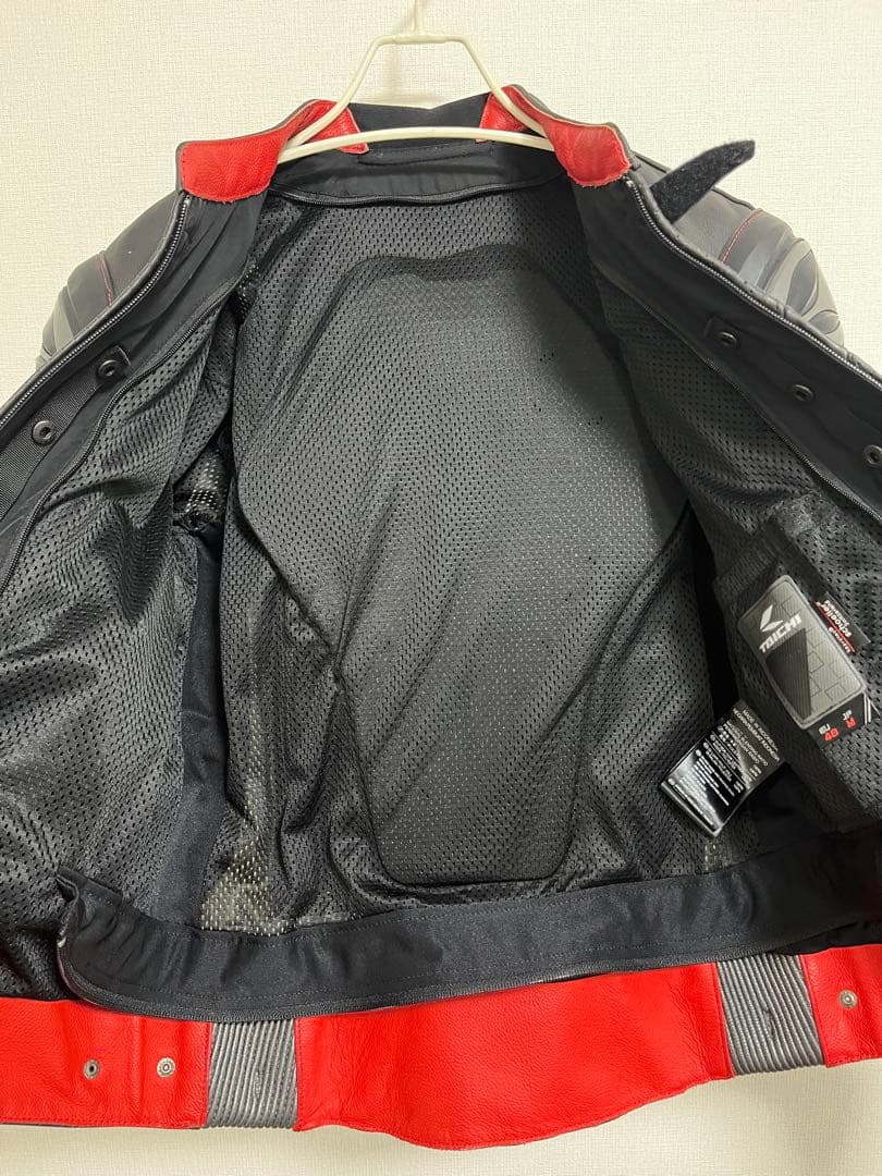 TAICHI バイク レザー ジャケット ブラック/レッド RSJ832