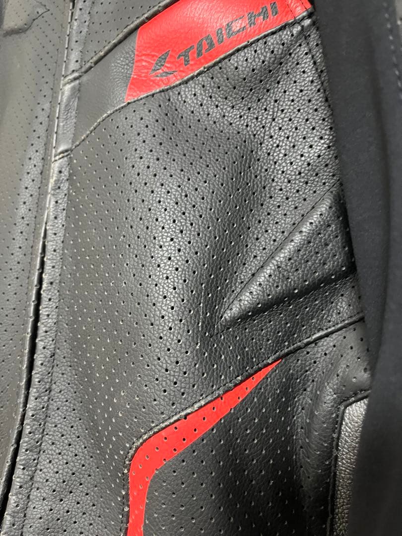 TAICHI バイク レザー ジャケット ブラック/レッド RSJ832