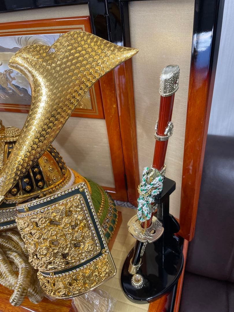 よ*ン様 極美品　兜　極上品　寿慶作　ゴールド着用兜 王朝塗り彫金竜　着用兜飾り