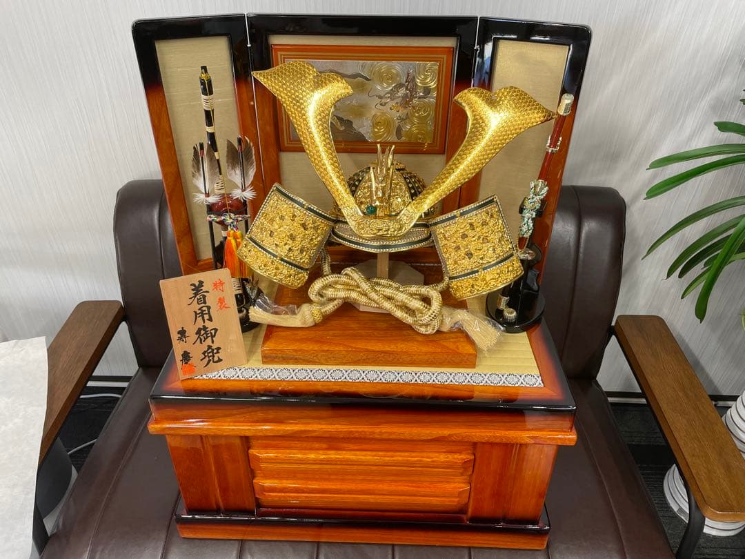 よ*ン様 極美品　兜　極上品　寿慶作　ゴールド着用兜 王朝塗り彫金竜　着用兜飾り