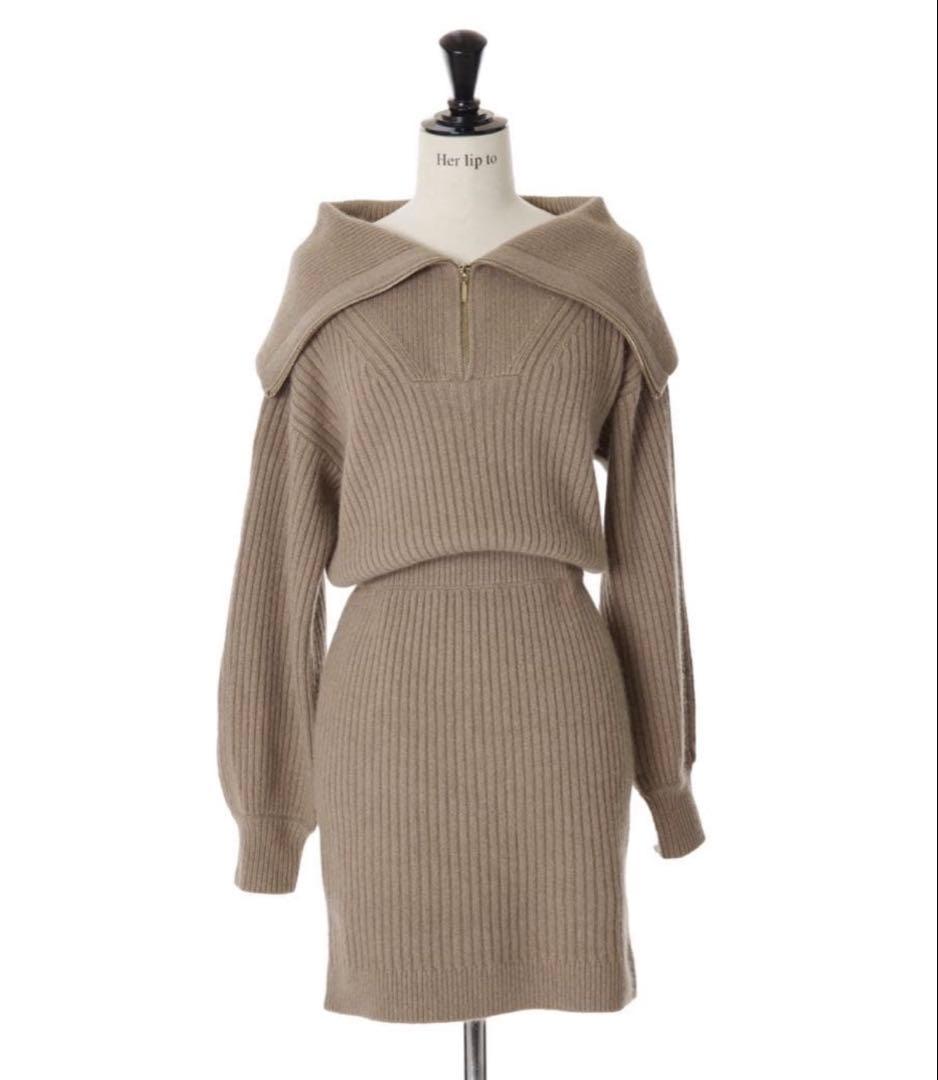 ワンピース Herlipto Half Zip Knit Mini Dress