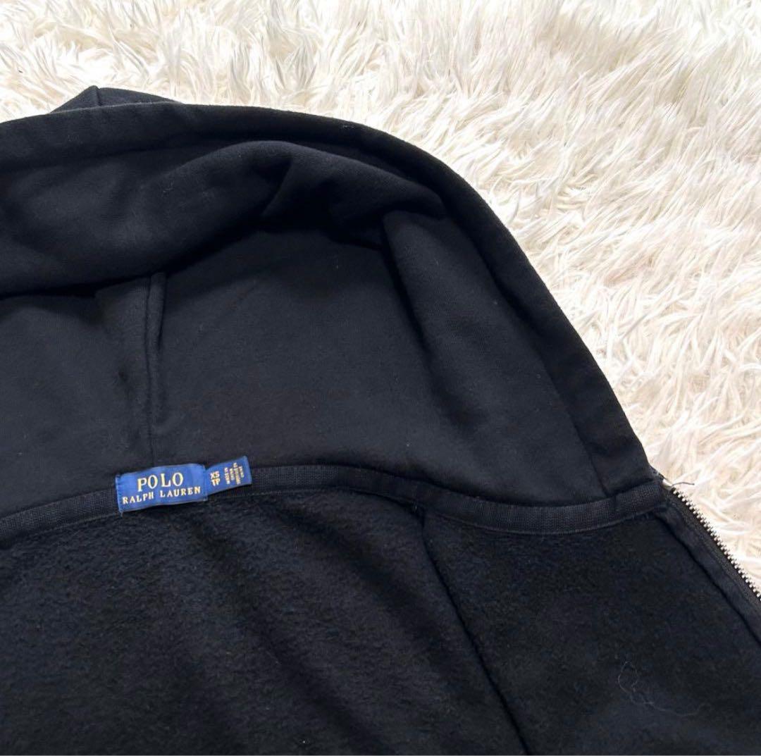 ポロラルフローレン　ジップアップパーカー　XS ブラック系　ホワイトポニー　刺繍