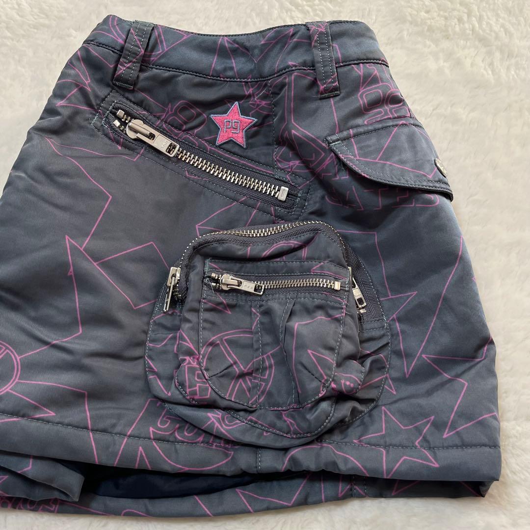 パーリーゲイツ ゴルフ ポーチ付き中綿スカート ロゴワッペン 星柄 スマイル 1