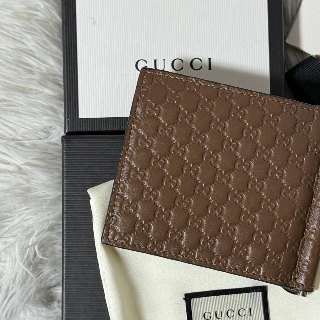 ⭐️新品未使用⭐️　GUCCI　マイクログッチシマ　マネークリップ　二つ折り財布