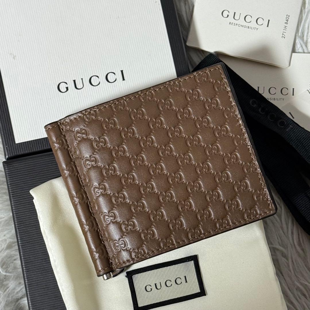 ⭐️新品未使用⭐️　GUCCI　マイクログッチシマ　マネークリップ　二つ折り財布