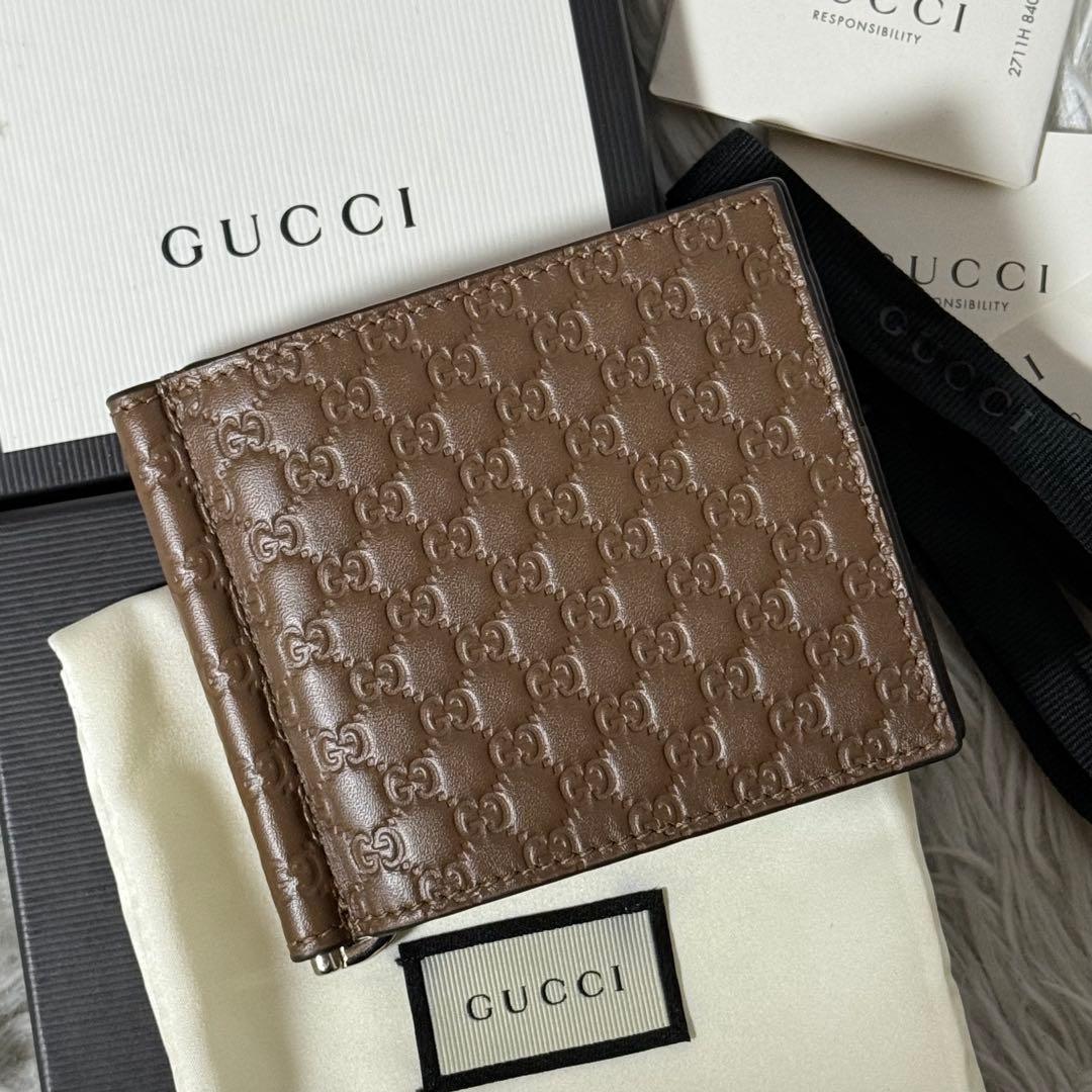 ⭐️新品未使用⭐️　GUCCI　マイクログッチシマ　マネークリップ　二つ折り財布