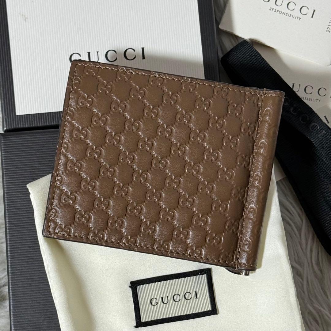 ⭐️新品未使用⭐️　GUCCI　マイクログッチシマ　マネークリップ　二つ折り財布